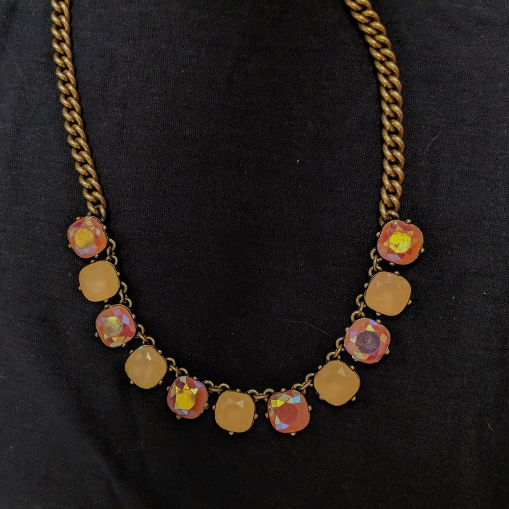 J. Crew pink and gold statement necklace